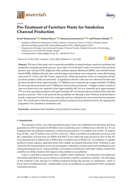 Pre-Treatment of Furniture Waste for Smokeless Charcoal Production