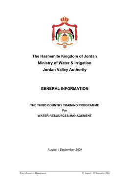 The Hashemite Kingdom of Jordan Ministry of Water & Irrigation Jordan