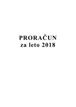 PRORAČUN Za Leto 2018