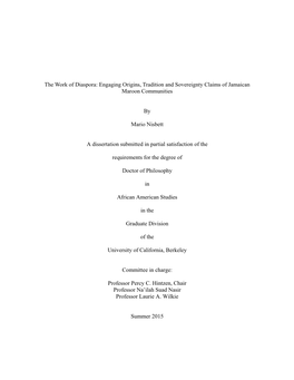 Engaging Origins, Tradition and Sovereignty Claims of Jamaican Maroon Communities