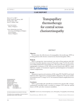 Transpupillary Thermotherapy for Central Serous Chorioretinopathy