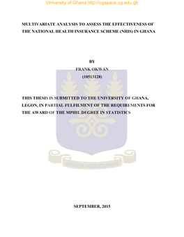 Multivariate Analysis to Assess the Effectiveness of the National Health Insurance Scheme (Nhis) in Ghana