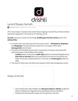 Land of Stupas: Sarnath