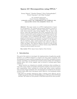 Sparse LU Decomposition Using FPGA *