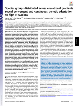 Species Groups Distributed Across Elevational Gradients Reveal Convergent and Continuous Genetic Adaptation to High Elevations