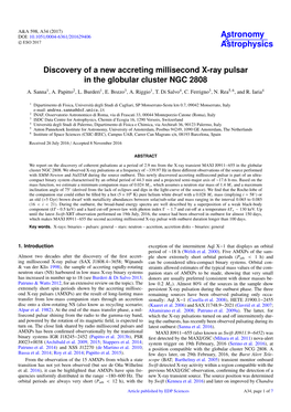 Discovery of a New Accreting Millisecond X-Ray Pulsar in the Globular Cluster NGC 2808 A