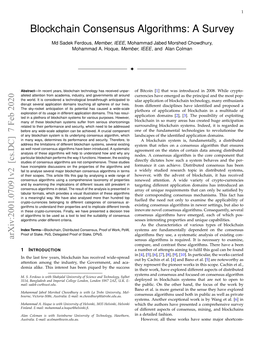 Blockchain Consensus Algorithms: a Survey