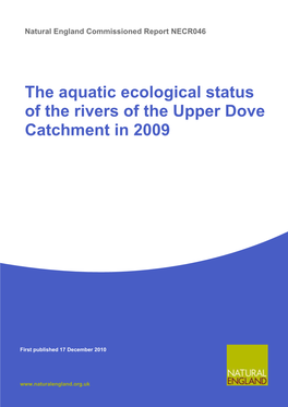The Aquatic Ecological Status of the Rivers of the Upper Dove Catchment in 2009