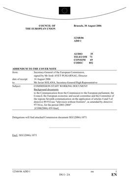 12348/06 ADD 1 Ms 1 DG I - 2A EN COMMISSION of the EUROPEAN COMMUNITIES