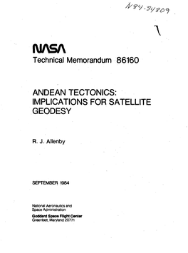 Technical Memorandum 86160 ANDEAN TECTONICS