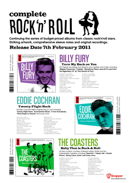 BILLY FURY EDDIE COCHRAN the Coasters