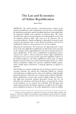 The Law and Economics of Online Republication