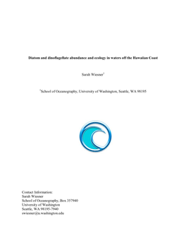 Diatom and Dinoflagellate Abundance and Ecology in Waters Off the Hawaiian Coast