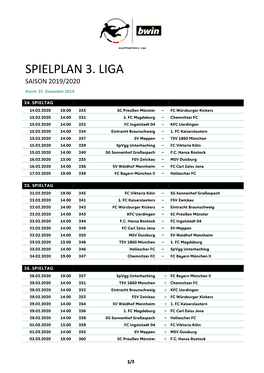 Spielplan 3. Liga 1920 Spieltage 24-32