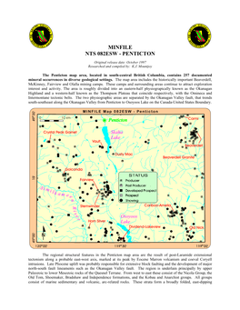 The Penticton Map Area Is Located in the Southeastern Part of British Columbia. It Contains