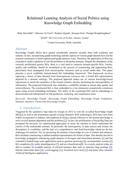 Relational Learning Analysis of Social Politics Using Knowledge Graph Embedding