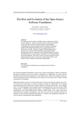 The Rise and Evolution of the Open Source Software Foundation 31