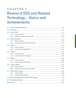 CHAPTER 4 – Review of EGS and Related Technology – Status and Achievements