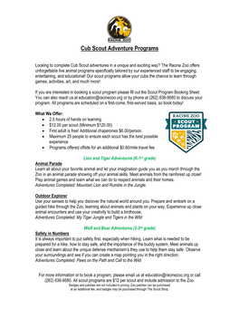 Cub Scout Adventure Programs