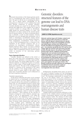 Structural Features of the Genome Can Lead to DNA Rearrangements And