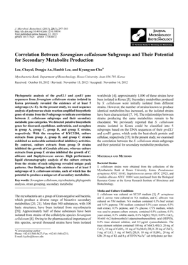 Correlation Between Sorangium Cellulosum Subgroups and Their Potential for Secondary Metabolite Production