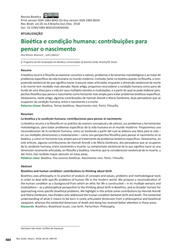 Bioethics and Human Condition: Contributions to Thinking About Birth