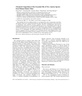 Chemical Composition of the Essential Oils of Two Alpinia