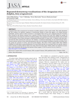 Repeated Downsweep Vocalizations of the Araguaian River Dolphin, Inia Araguaiensis