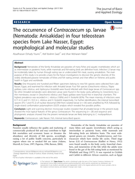 The Occurrence of Contracaecum Sp. Larvae (Nematoda: Anisakidae) In