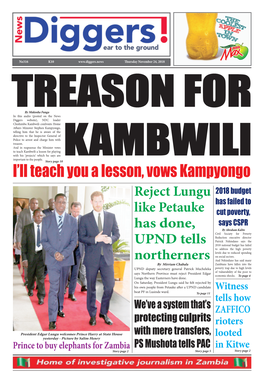 I'll Teach You a Lesson, Vows Kampyongo