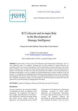 ICT Lifecycle and Its Major Role in the Development of Strategic Intelligence