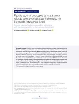 Seasonal Pattern of Malaria Cases and the Relationship with Hydrologic Variability in the Amazonas State, Brazil