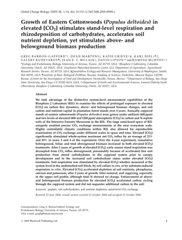 Growth of Eastern Cottonwoods (Populus Deltoides) in Elevated [CO2]