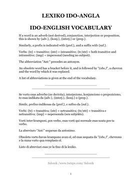 Lexiko Ido-Angla Ido-English Vocabulary