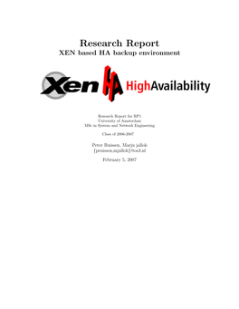 Research Report XEN Based HA Backup Environment