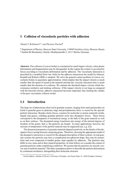 1 Collision of Viscoelastic Particles with Adhesion 1.1 Introduction