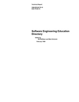 Software Engineering Education Directory (1989)