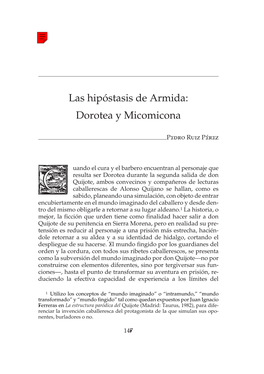 Las Hipóstasis De Armida: Dorotea Y Micomicona