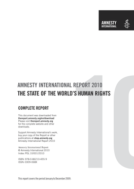 Amnesty International Report 2010 the State of the World’S Human Rights