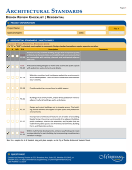 Architectural Standards Design Review Checklist | Residential