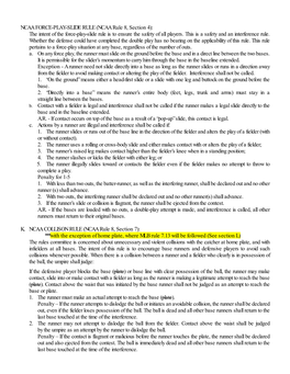 NCAA FORCE-PLAY-SLIDE RULE (NCAA Rule 8, Section 4): the Intent of the Force-Play-Slide Rule Is to Ensure the Safety of All Players