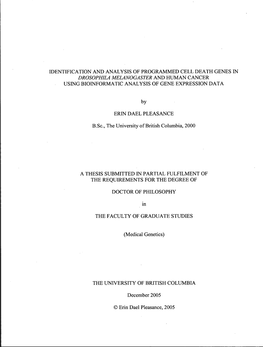 Identification and Analysis of Programmed Cell Death Genes in Drosophila Melanogaster and Human Cancer Using Biotnformatic Analysis of Gene Expression Data