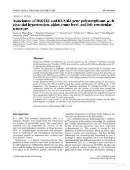 Association of HSD3B1 and HSD3B2 Gene Polymorphisms with Essential