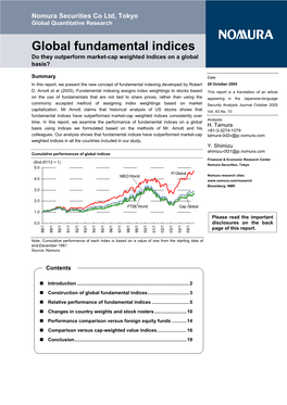 Global Fundamental Indices Do They Outperform Market-Cap Weighted Indices on a Global Basis?