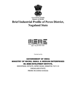 Brief Industrial Profile of Peren District, Nagaland State