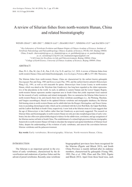 A Review of Silurian Fishes from North-Western Hunan, China and Related Biostratigraphy