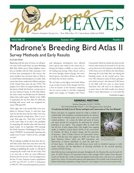 Madrone's Breeding Bird Atlas II