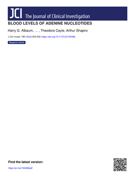 Blood Levels of Adenine Nucleotides
