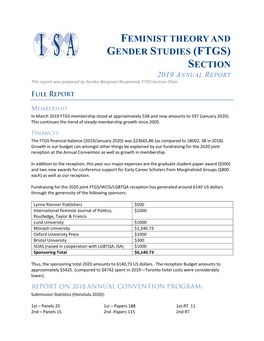 Feminist Theory and Gender Studies (Ftgs) Section