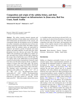 Composition and Origin of the Sabkha Brines, and Their Environmental Impact on Infrastructure in Jizan Area, Red Sea Coast, Saudi Arabia